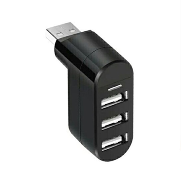 USB 2.0 Hub 3 Port 90°/180° Rotation Hot Swappable Portabel USB Dockningsstation för Hemmakontor Resor (Svart)
