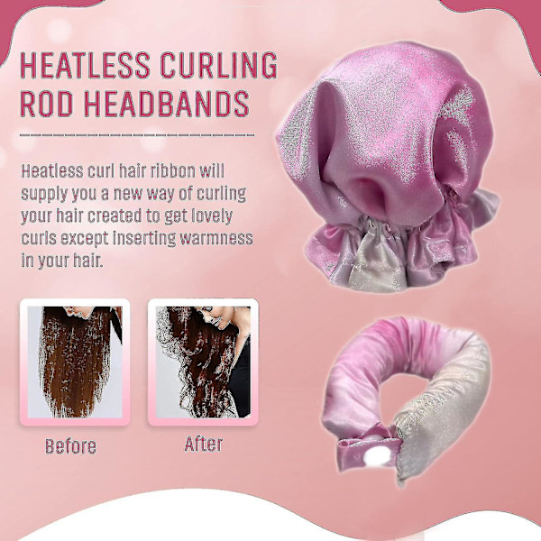 Satin Heatless Hårkrøller 2 Sæt, Hårruller til Heatless Krøller med Hårbånd, Blød Curling Rod Pannbånd til langt hår, Curling Sæt til søvn gold
