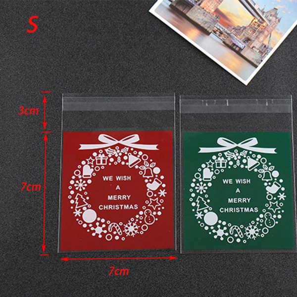 100 st/paket Godis & kakor påse förpackning omslag RÖD 10X10CM
