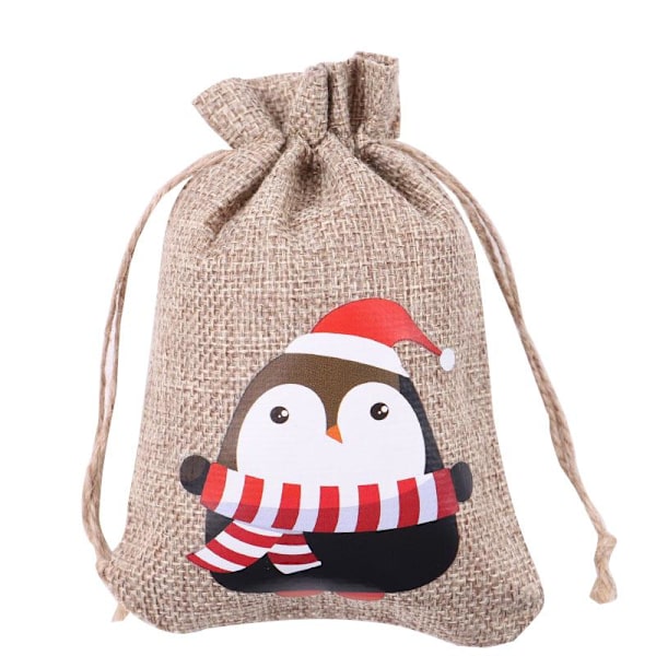 10 stk Trekkstrengpose Burlap Gavepose Party Godteriposer Penguin-10pcs