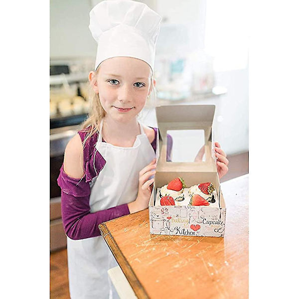 Xqday Kids Chef Outfit Förkläde Set Chef Hatt Sleeves Förkläden För Barn - Pojkar Flickor