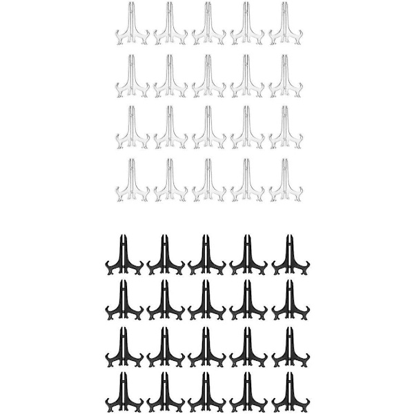 40x svart och genomskinlig plastdisplay staffli Board Hyllor Piedestal fästen