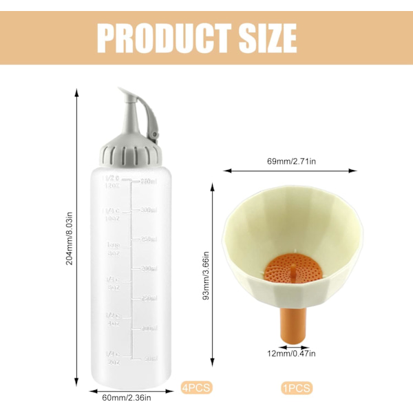 Sauceflaske med låg 4 stk 350 ml Plastkrydderi Squeeze Bo