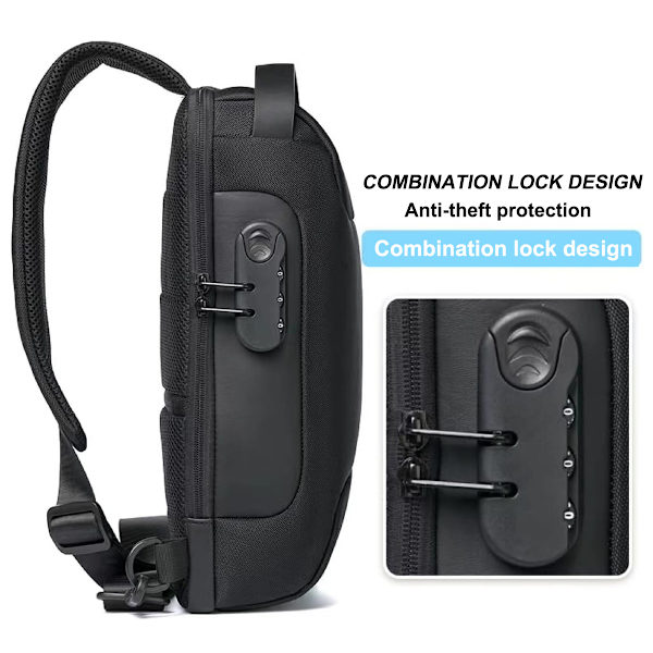 Sling Bag Anti-Theft USB Crossbody Ryggsäck Vattentät bröst Camouflage