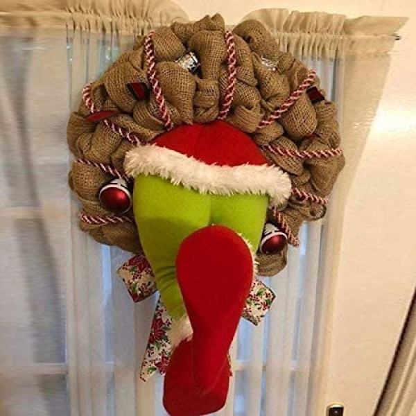 Grinchkrans julesløyfe stjålet julekrans