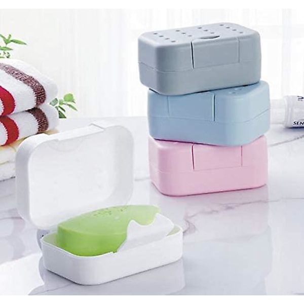 4-pakkaus matkasaippua-astia, kannellinen saippua-astia, kannellinen saippua-astia muovinen saippualaatikko, helposti puhdistettava saippua-astia kylpyhuoneeseen, suihkuun ja keittiöön A