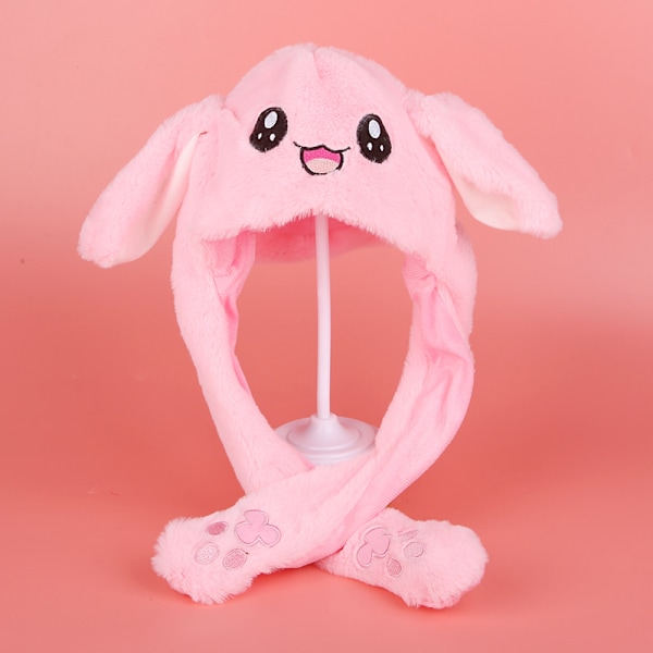 Plysj og varm kaninhue med LED-lys No Light Pink Rabbit Hat