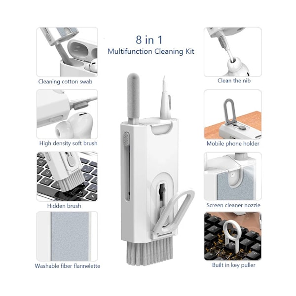 Smart Multi Rengøringskit 8-i-1 til AirPods, Mobiler & Computere 8413