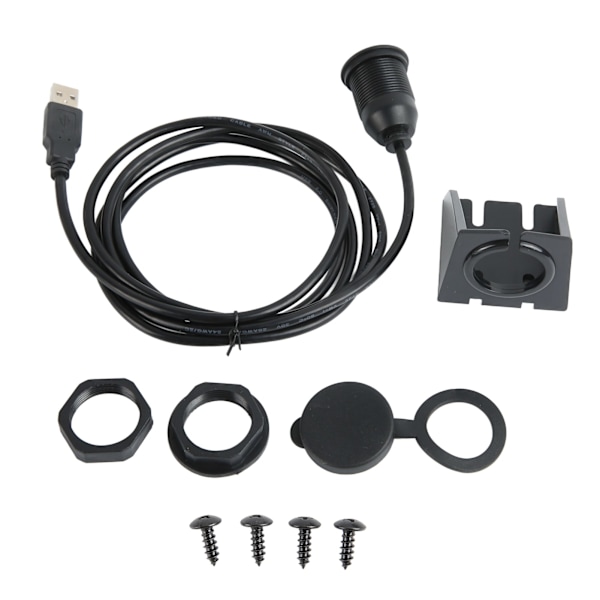 Enkelport USB 2.0 Hane till Hona Kabel 1m Vattentät Dataöverföring Plug and Play AUX Bilfäste Infälld Kabel för Motorcykel