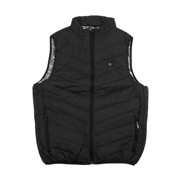 Opvarmet Vest USB Elektrisk Opvarmet Jakke Vest med 3 Varme Niveauer 4 Varmezoner til Mænd Kvinder M01 Style Sort XL