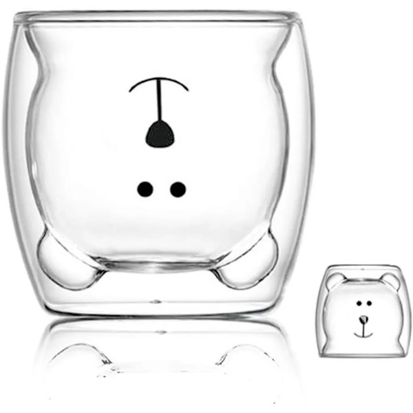 Godis, koppar, kaffe, teglas, dricksglas, kaffeglas, dubbelväggigt, isolerglas, björn, katt, mugg
