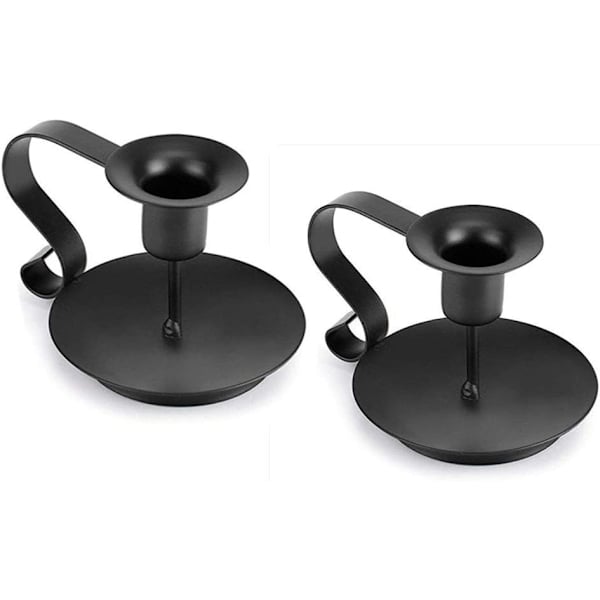 Lysestake Svart Lysestake, Smijern Taper Lysestake, Bryllup, Middag, Festdekorasjoner Lysestaker, 2 stk