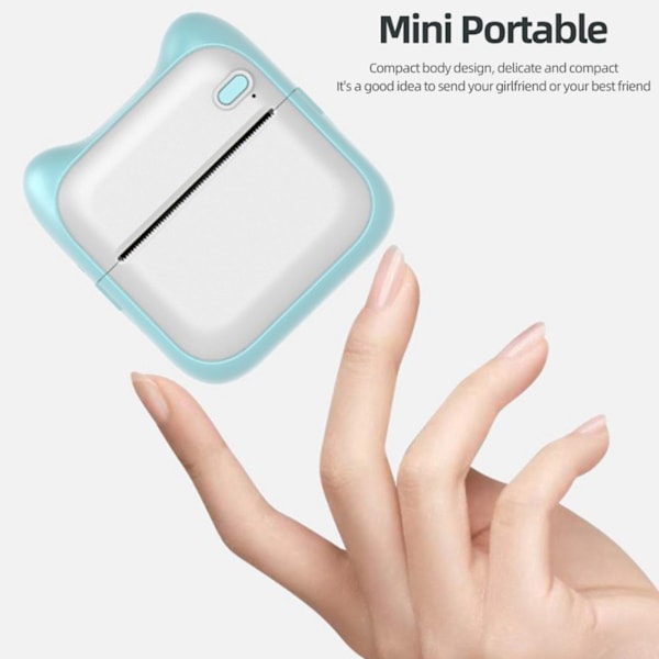 Kannettava Mini Tulostin Langaton BT Lämpötulostin Helppo Käyttö Yhteensopiva Android IOS Taskutulostin Tarratulostin