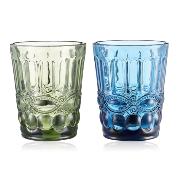 2 stk ormmønster glasskopp farge kreativ preget juice