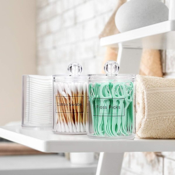 10 OZ Qtip Holder Dispenser til vatrondeller, vatpinde, vat