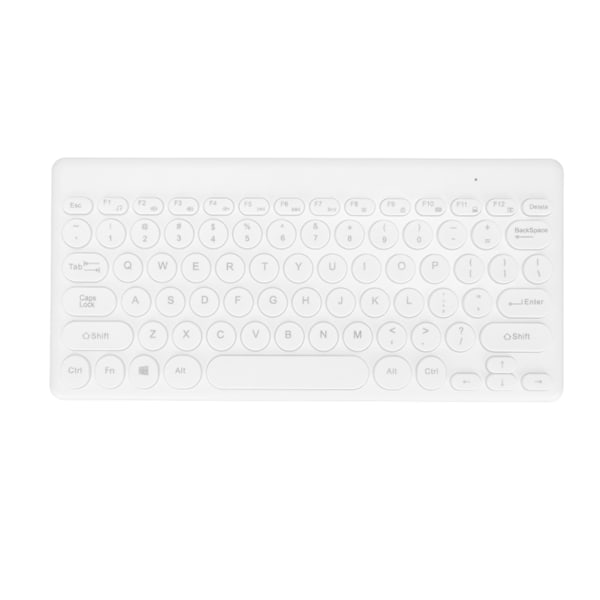 Trådlöst tangentbord 2.4G 78 tangenter Ergonomisk design Portabelt Slim Strömsparande Runda tangenter USB-tangentbord Vitt