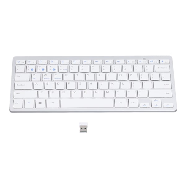 Bluetooth-tastatur for nettbrett PC, ultratynn, bærbar, 78 taster, hvit trådløs Bluetooth-tastatur for IOS for Android