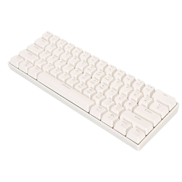 61 Tangenters Mekaniskt Tangentbord Portabelt Kompakt 60% Gaming Tangentbord med LED-Bakgrundsbelysning för Windows PC Laptop Vit Yta Röd Brytare