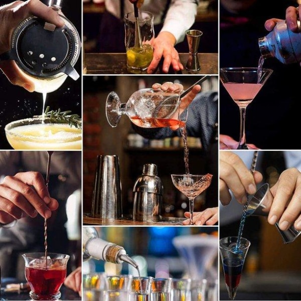 10-Delar Bartender Kit med Shaker & Tillbehör - Barset Cocktail silver