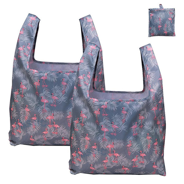 2-pakks gjenbrukbare handleposer Foldbare store matposer med festelomme Gjenbrukbare stoffposer Maskinvaskbar for shopping på kjøkkenet style 3