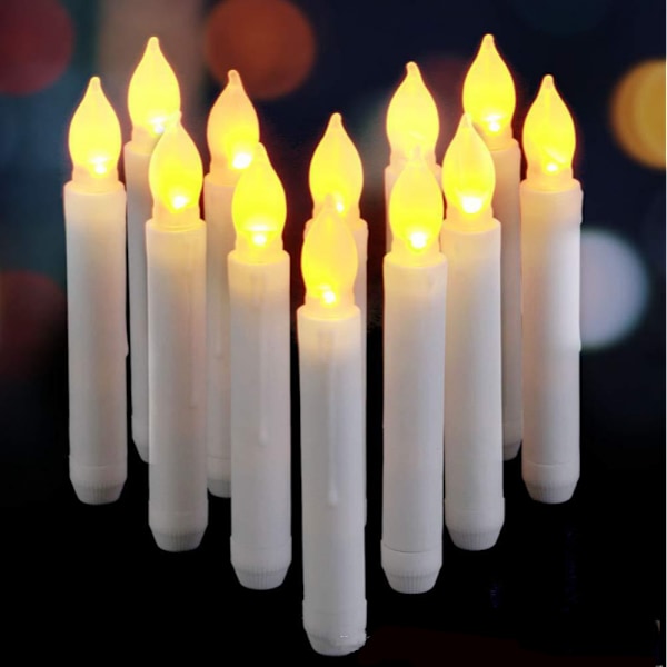 LED-lys Lange Lysestager Lys Flammeløse Lys 12 st16,5*2,0 cm