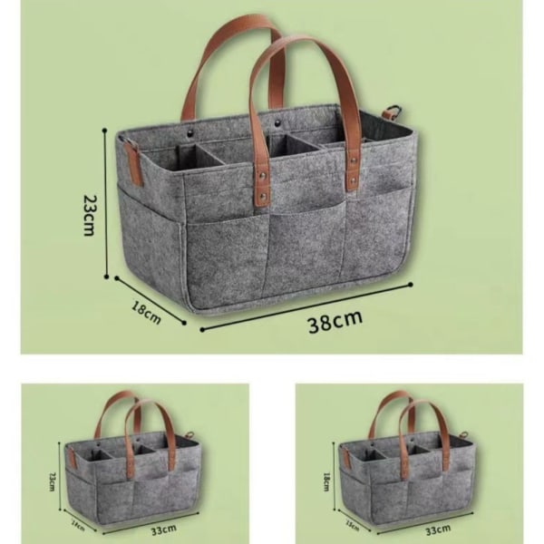 Baby Organizer Kurv Tote Bag LYSEGRÅ light grey L