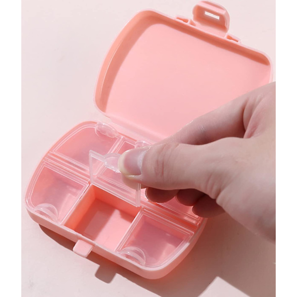 Pxcl 2 stk blå og rosa, bærbar organizer, 6-rums mini plastik pilleboks, pilleopbevaringsboks til opbevaring af vitaminer