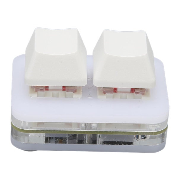 USB 2-knapps Mini Tastatur med Tilpassbar RGB LED Bakgrunnsbelysning, Makroprogrammering for Windows, OS X og Linux (Hvit)