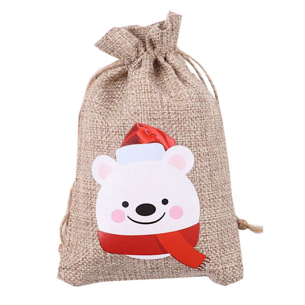 10 stk Trekkstrengpose Burlap Gavepose Party Godteriposer Little bear-10pcs
