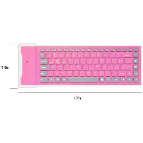 Vikbart Bärbart Silent Click Silent-Silikon Vattentätt Roller Shutter Tangentbord Slankt Uppladdningsbart Liten-rosa
