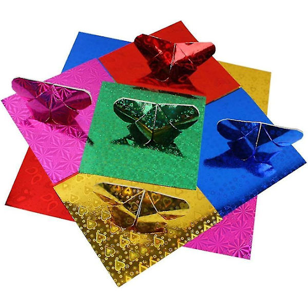 100 ark origamipapper glittereffekt 15x15cm Diy