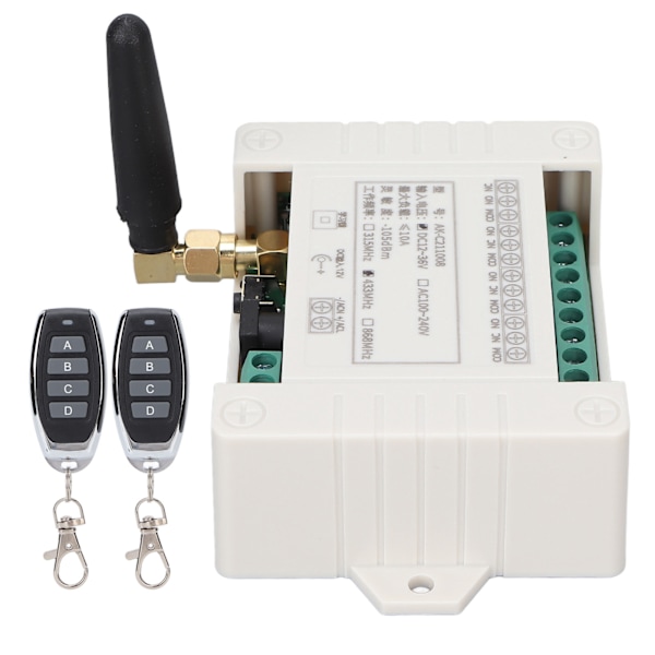 AKC211008 433MHz Trådlös RF Fjärrkontroll 4 CH Relämodul för Industriell Kontroll DC1236V