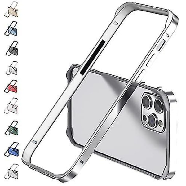 Aluminiumram Metall stötfångare Case Kompatibel Iphone 14 Pro Max/14 Pro/14 Plus med upphöjd kantskydd Silver iPhone 14 Pro Max