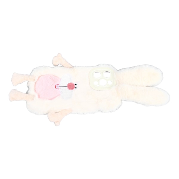Etui til iPhone Blødt Fluffy Plys Sød Kanin med Store Tænder Beskyttende Telefoncover til Piger Kvinder Vinter Kanin Til iPhone 14 Pro Max