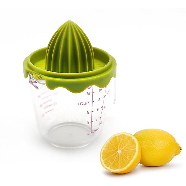 Plastic juicer kop, manuel multifunktionel husholdnings juicer med vægt (grøn)
