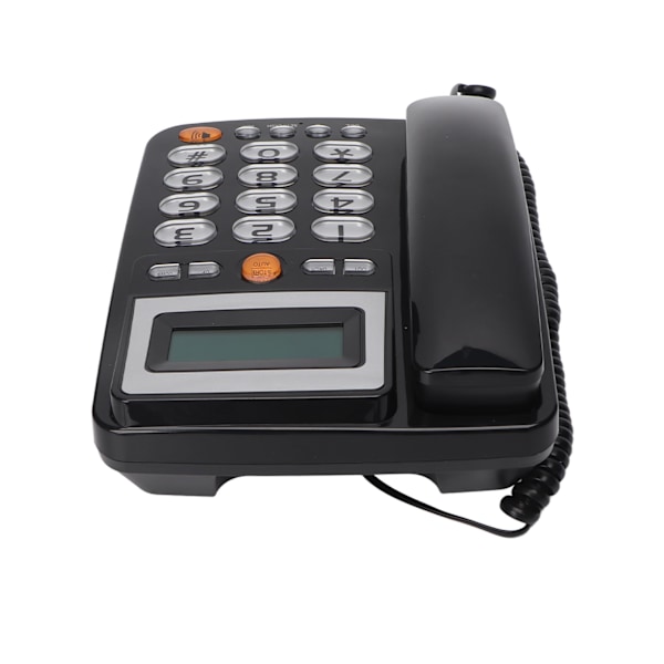 Fastnettelefon med store knapper, håndfri opkald, LCD, justerbar lysstyrke, one-touch hurtigopkald, fastnettelefon, sort