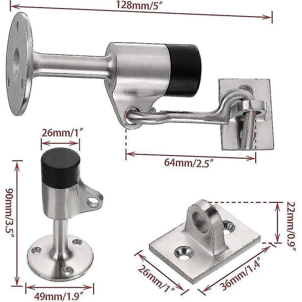 Kraftig dørstopper med krog Rustfri dørstopperbørste