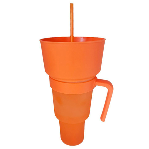 Kannettava Tumbler-välipalakuppi Juomakupilla ja Oljella Monikäyttöinen Orange