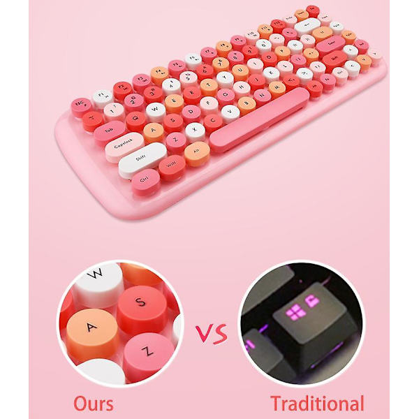 Söt 2,4 g trådlös tangentbord och muskombination för damer Pink