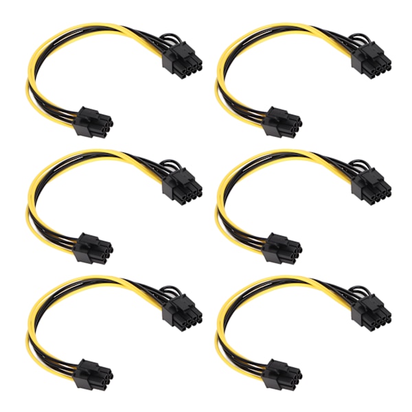 6 kpl GPU-virtakaapeleita PCIE 6-nastainen - 8-nastainen uros-uros 20 cm virtalähdetarvikkeet