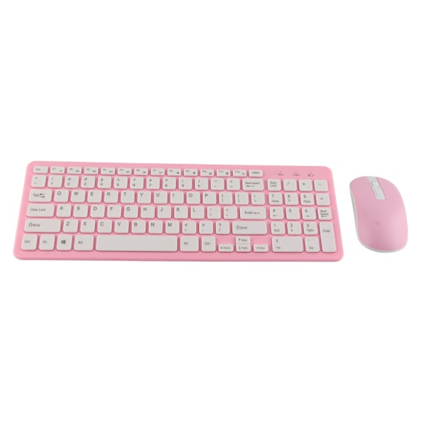96 Tangenter Trådlöst Tangentbord Mus Combo 10 Meters Räckvidd Färgbeständigt Tangentbord Mus Combo med Halkfri Matta Rosa