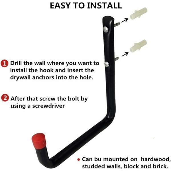 Heavy Duty garageopbevaringskroge, Universal vægbeslag, U-formet vægbeslag, kroge til cykler, stole, stiger, slanger, værktøj, skure