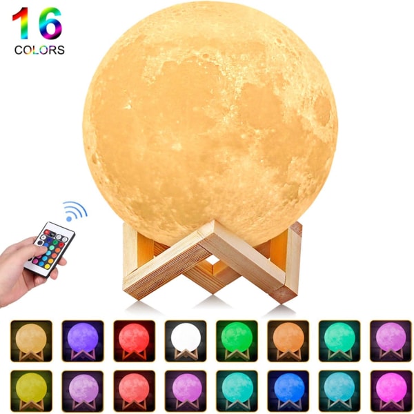 1 stk (15 cm) 3D månelampe, LED-natlys dekorativ lampe 16