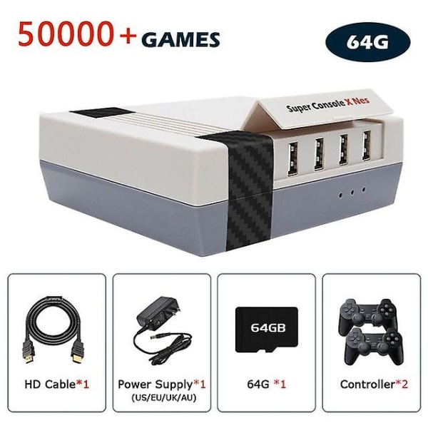 Super Console X Nes Retro Spillstøtte Flere emulatorer som Psp/ps1/n64/dc med to kablede kontrollere Send 90 000+ spill NES--706-2