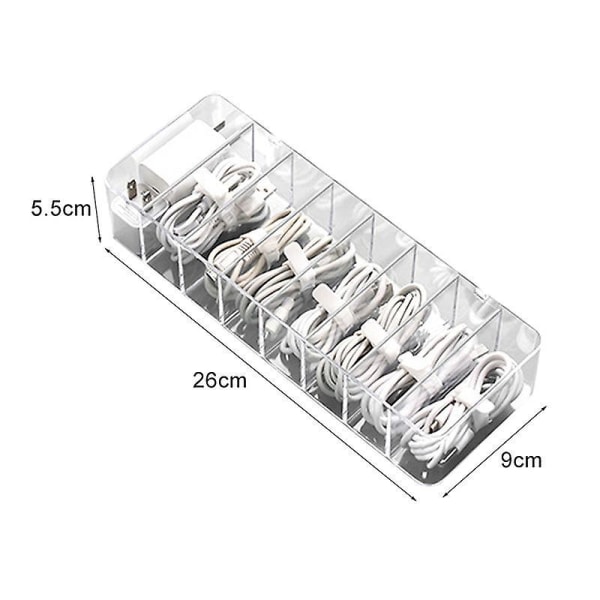 Cable Storage ox Transparent Plastic Data Line Storage Container For Desk Stationery Multifunctional Headset Data Charging Line B