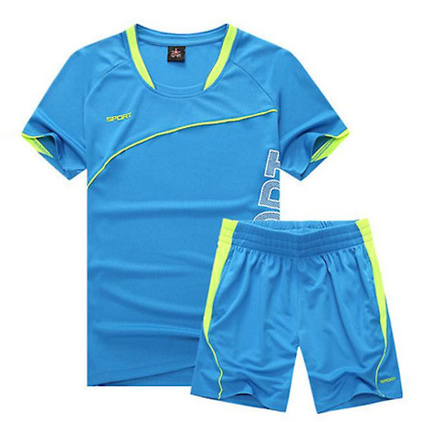 Jwl- Sportkläder Sommarlöparset Gymkläder Träning Basket Fotboll Träning Jogging Löpardräkt 2 st Maratonkläder 4XL sky blue
