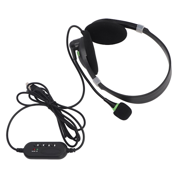 USB Business Headset med Mikrofon Binaural Brusreducering Volymjustering Ljudlös USB Trådbunden Hörlur