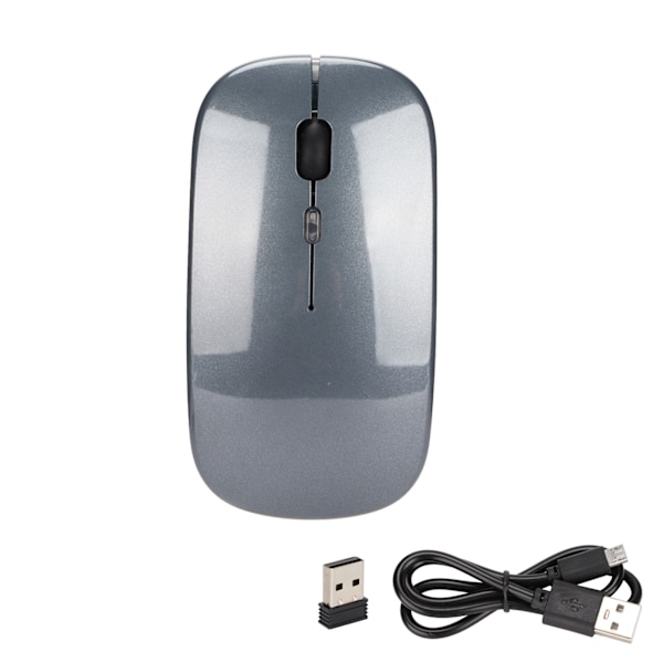 Trådløs Mus 2.4G Ergonomisk Dual Mode LED Pustelys 500mAh Oppladbart Batteri Justerbar DPI Kontormus Grå