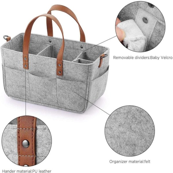 Baby Organizer Kurv Tote Bag MØRK GRÅ dark grey M