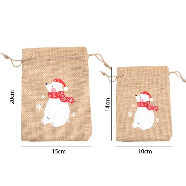 Pellavainen Jute-lahjapussi 15X20CMSNOWMAN SNOWMAN 15x20cm 15x20cmsnowman